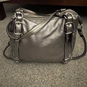 Coach Brand Metallic Leather Handbag